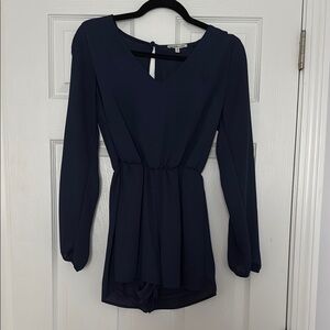 Charlotte Russe Navy Blue Long Sleeve Romper